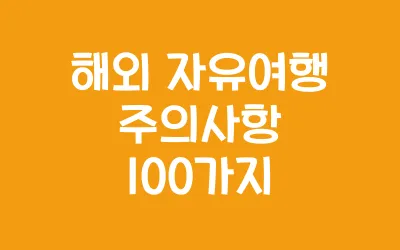 해외 자유여행 주의사항 100가지 총정리