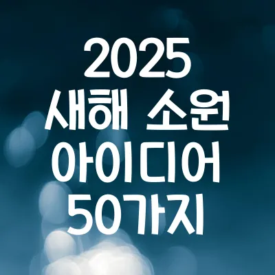 2025 새해 소원 아이디어