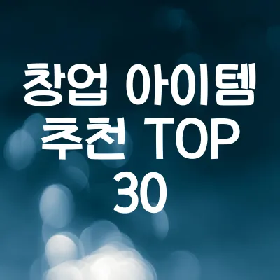 창업 아이템 추천 TOP 30 | 2025년 창업 아이템 아이디어