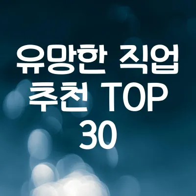 유망한 직업 추천 TOP 30 | 주목받을 직업 추천