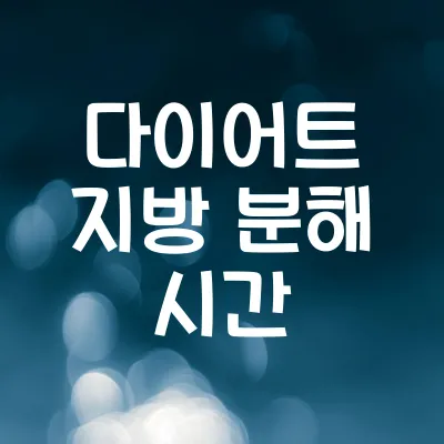 다이어트 지방 분해 시간 | 공복 다이어트 전략