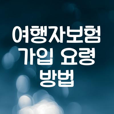 여행자보험 가입 요령