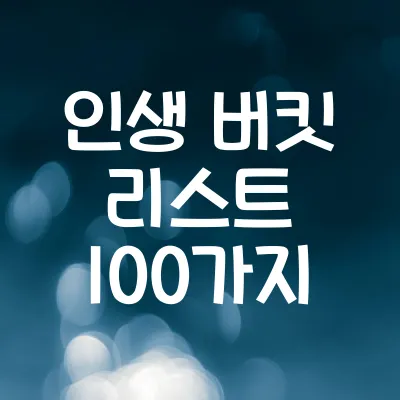 인생 버킷 리스트 100가지