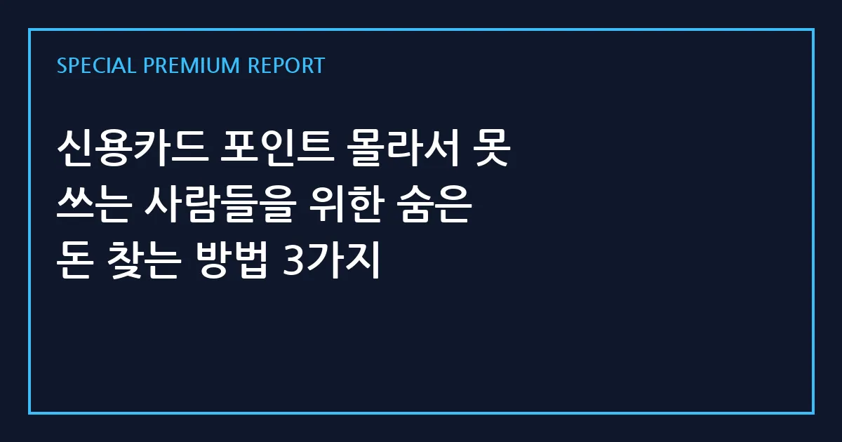신용카드 포인트 몰라서 못 쓰는 사람들을 위한 숨은 돈 찾는 방법 3가지