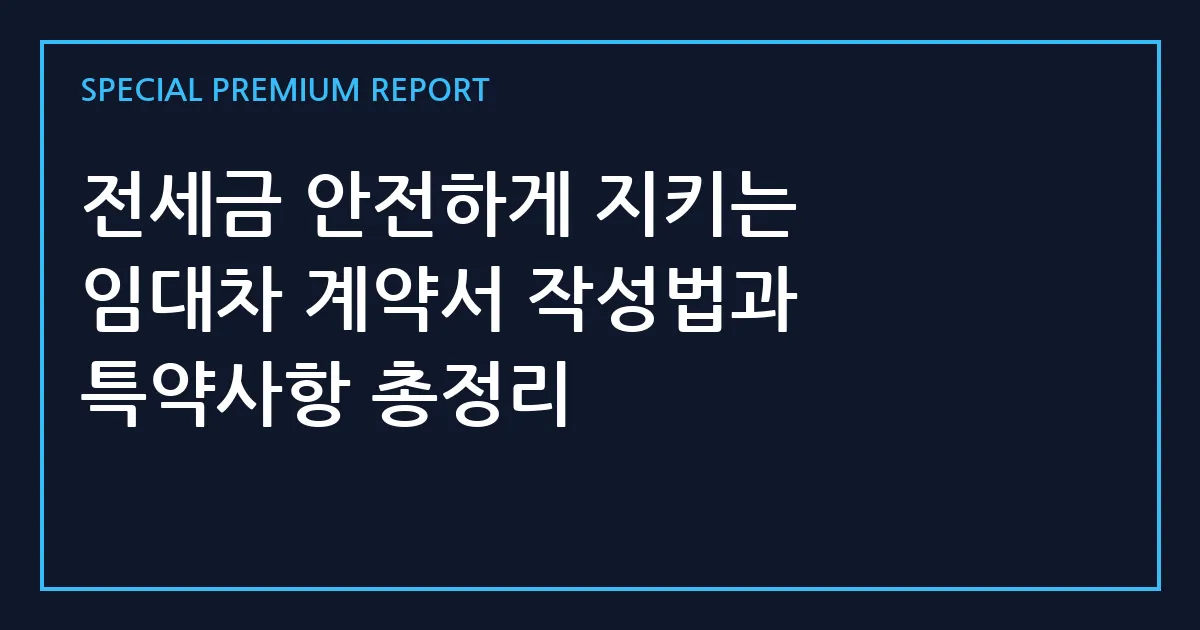 전세금 안전하게 지키는 임대차 계약서 작성법과 특약사항 총정리