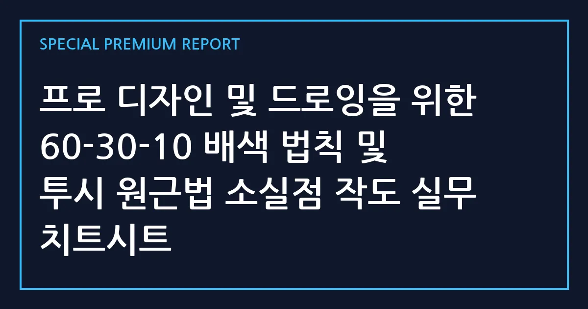 프로 디자인 및 드로잉을 위한 60-30-10 배색 법칙 및 투시 원근법 소실점 작도 실무 치트시트