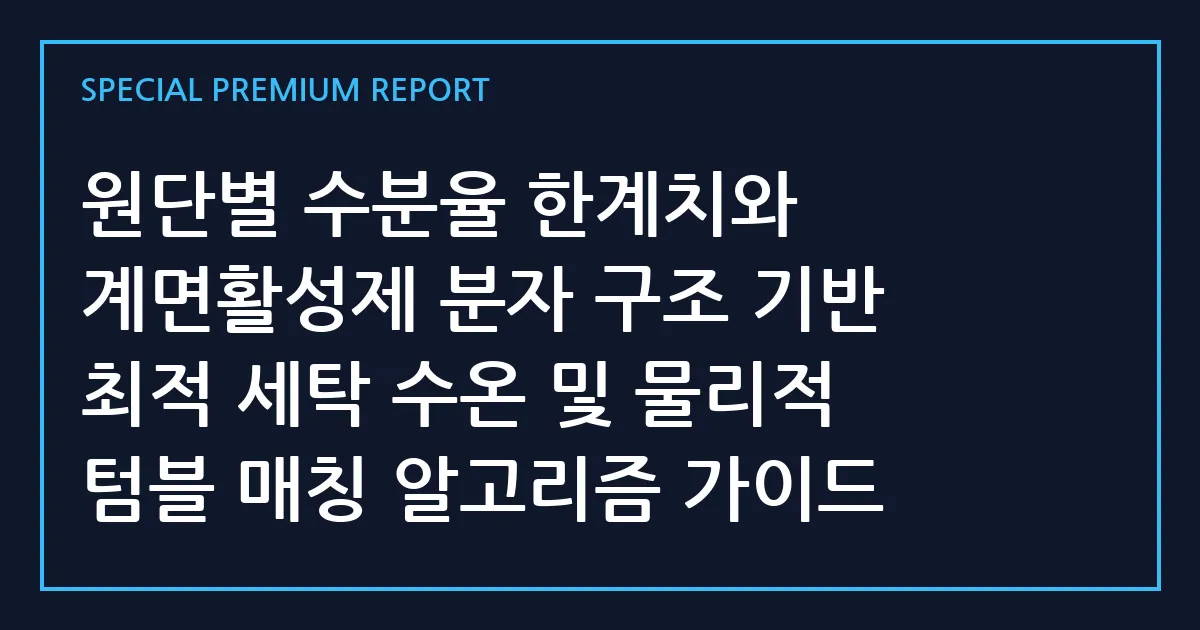 원단별 수분율 한계치와 계면활성제 분자 구조 기반 최적 세탁 수온 및 물리적 텀블 매칭 알고리즘 가이드