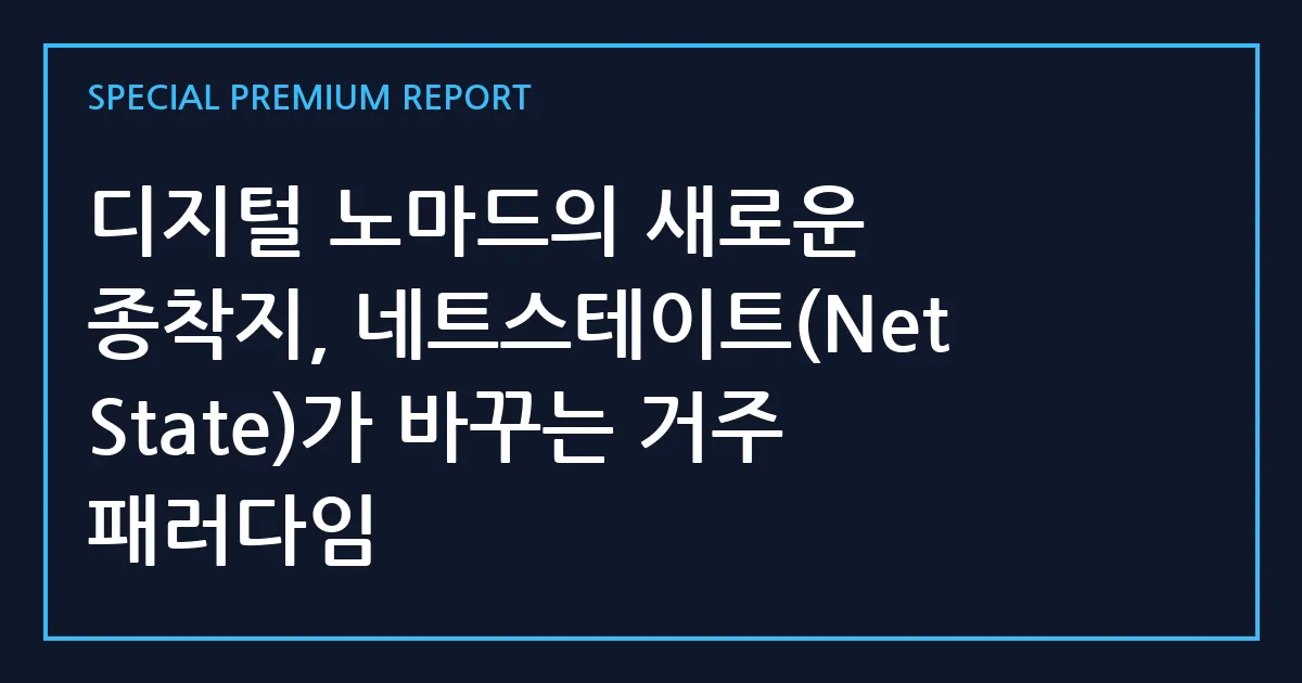 디지털 노마드의 새로운 종착지, 네트스테이트(Net State)가 바꾸는 거주 패러다임