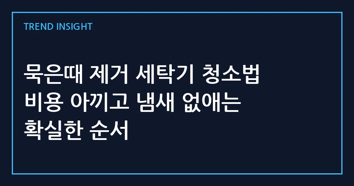 묵은때 제거 세탁기 청소법 비용 아끼고 냄새 없애는 확실한 순서