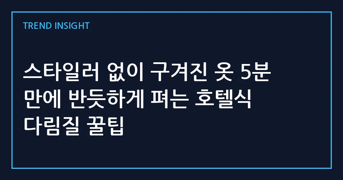 스타일러 없이 구겨진 옷 5분 만에 반듯하게 펴는 호텔식 다림질 꿀팁