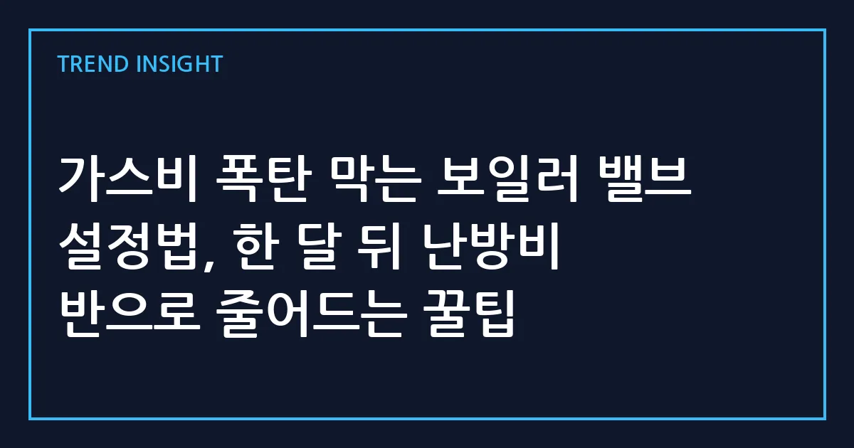 가스비 폭탄 막는 보일러 밸브 설정법, 한 달 뒤 난방비 반으로 줄어드는 꿀팁