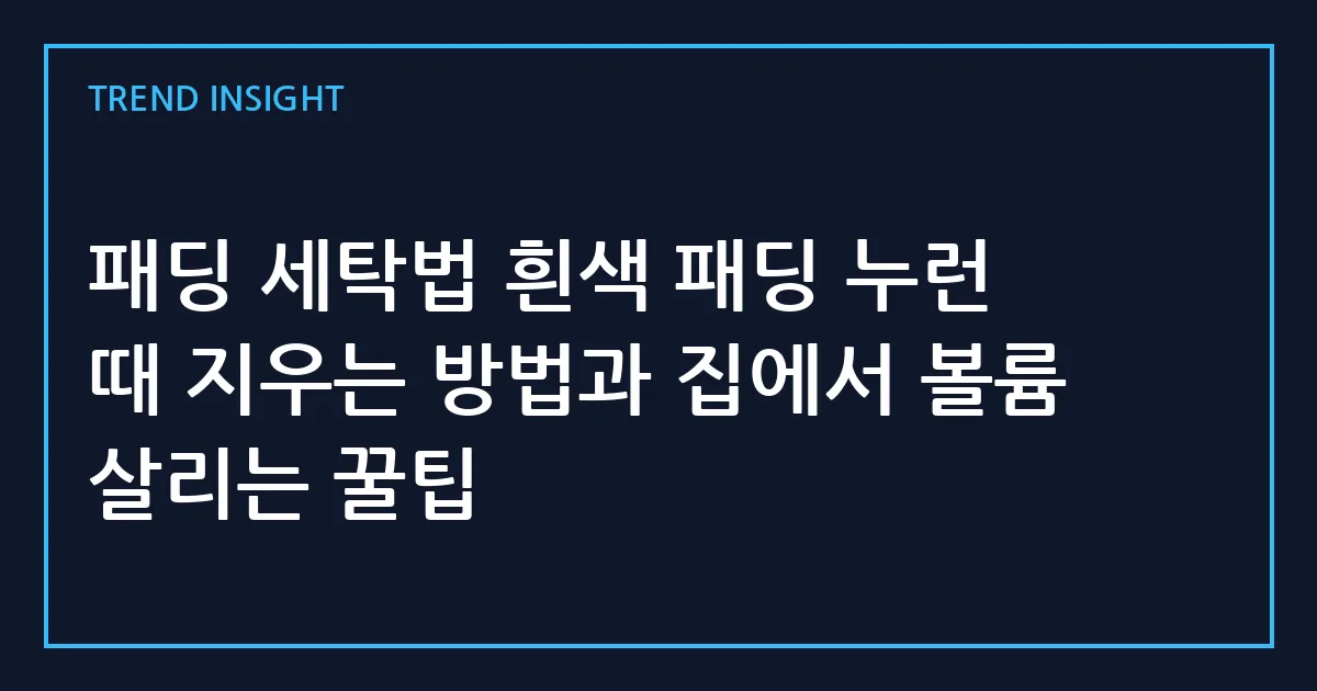 패딩 세탁법 흰색 패딩 누런 때 지우는 방법과 집에서 볼륨 살리는 꿀팁